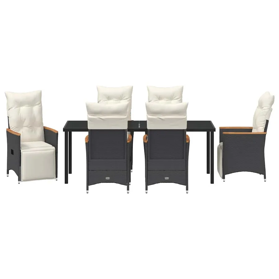 Ensemble de salle à manger pour jardin 7 pcs Noir polyrotin - 7