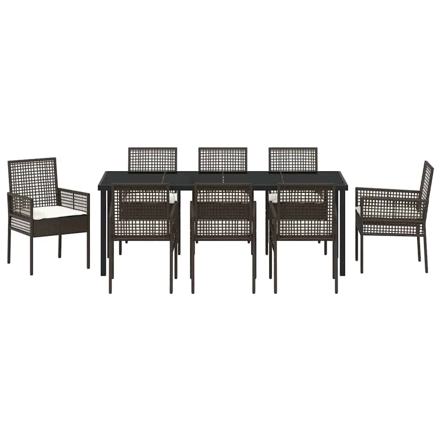 Ensemble de salle à manger pour jardin 9 pcs Marron polyrotin - 7
