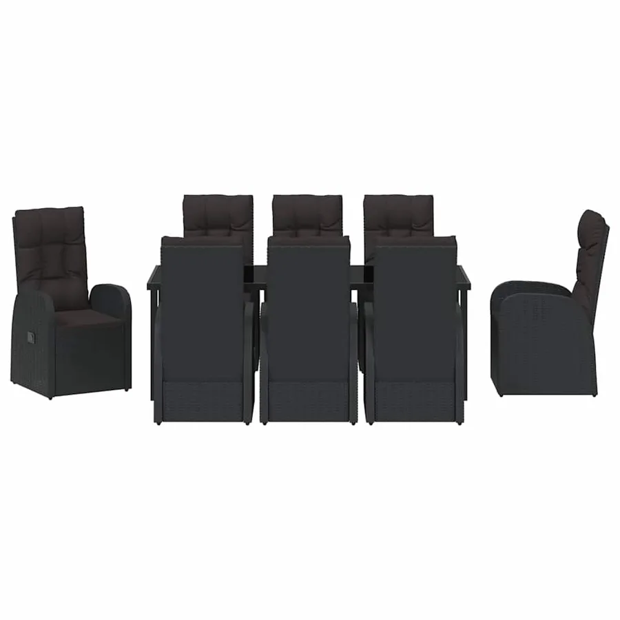 Ensemble de salle à manger pour jardin 9 pcs Noir polyrotin - 7