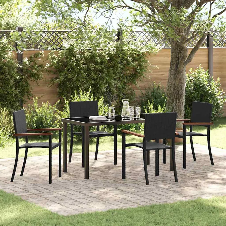 Ensemble de salle à manger pour jardin 5 pcs Noir