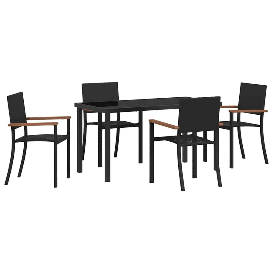 Ensemble de salle à manger pour jardin 5 pcs Noir - 2