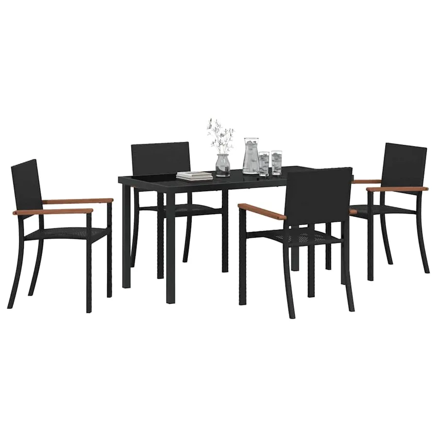 Ensemble de salle à manger pour jardin 5 pcs Noir - 3