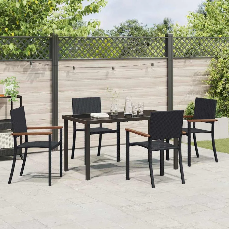 Ensemble de salle à manger pour jardin 5 pcs Noir - 4