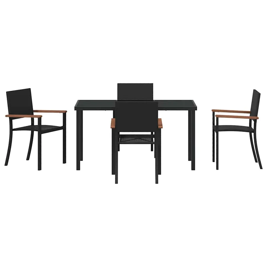Ensemble de salle à manger pour jardin 5 pcs Noir - 7