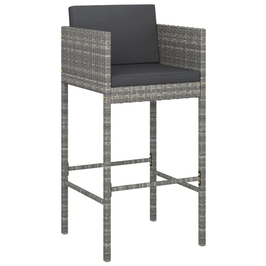 Ensemble de bar de jardin 5 pcs avec coussins gris poly rotin - 3