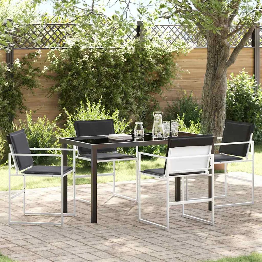 Ensemble de salle à manger pour jardin 5 pcs Blanc