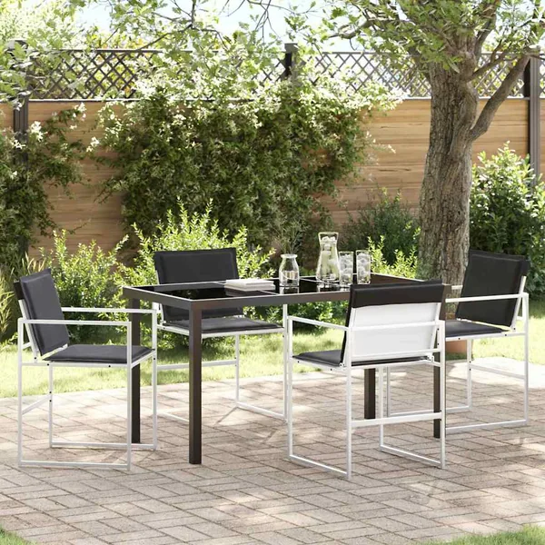 Ensemble de salle à manger pour jardin 5 pcs Blanc
