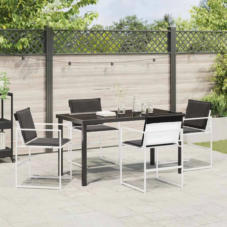 Ensemble de salle à manger pour jardin 5 pcs Blanc - 4