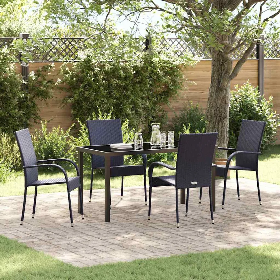 Ensemble de salle à manger pour jardin 5 pcs Noir