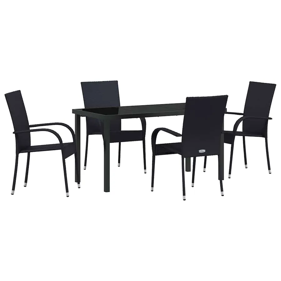 Ensemble de salle à manger pour jardin 5 pcs Noir - 2