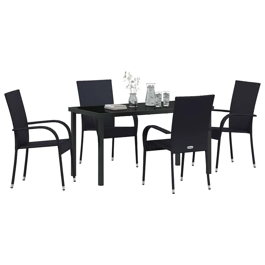 Ensemble de salle à manger pour jardin 5 pcs Noir - 3