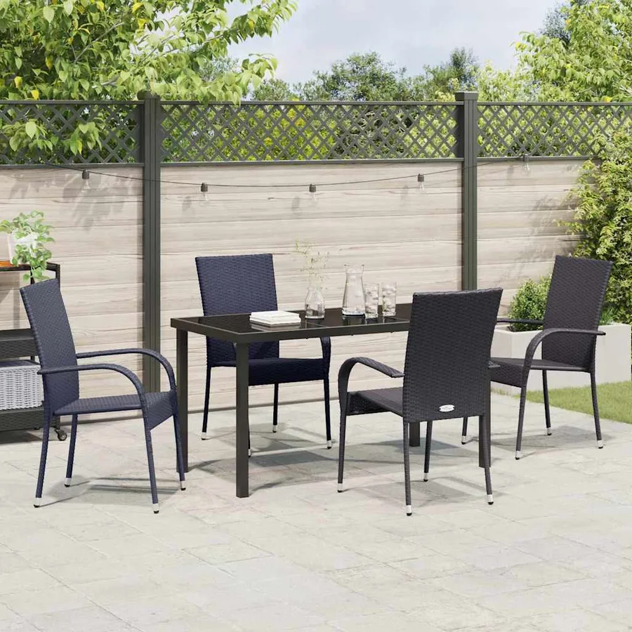 Ensemble de salle à manger pour jardin 5 pcs Noir - 4