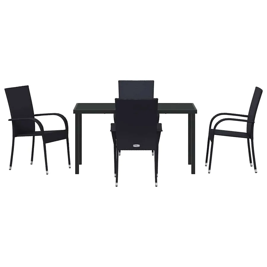 Ensemble de salle à manger pour jardin 5 pcs Noir - 7