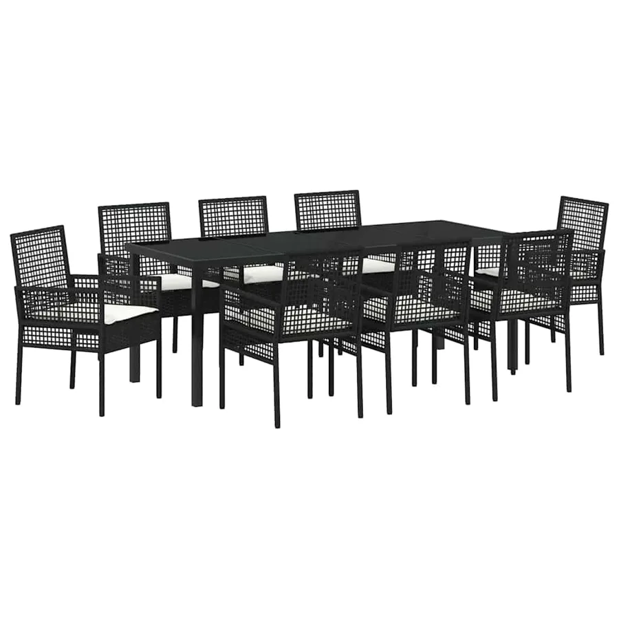 Ensemble de salle à manger pour jardin 9 pcs Noir polyrotin - 2