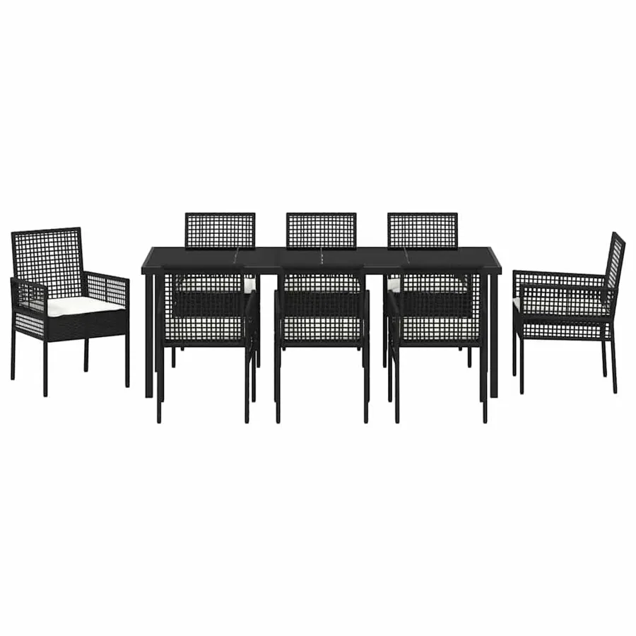 Ensemble de salle à manger pour jardin 9 pcs Noir polyrotin - 7