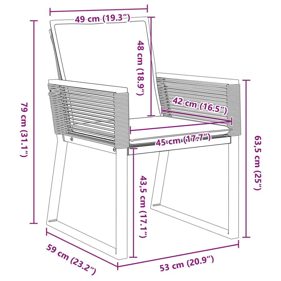 Ensemble de salle à manger pour jardin 9 pcs Noir polyrotin - 12