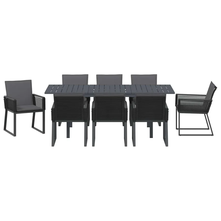 Ensemble de salle à manger pour jardin 9 pcs Noir polyrotin - 7