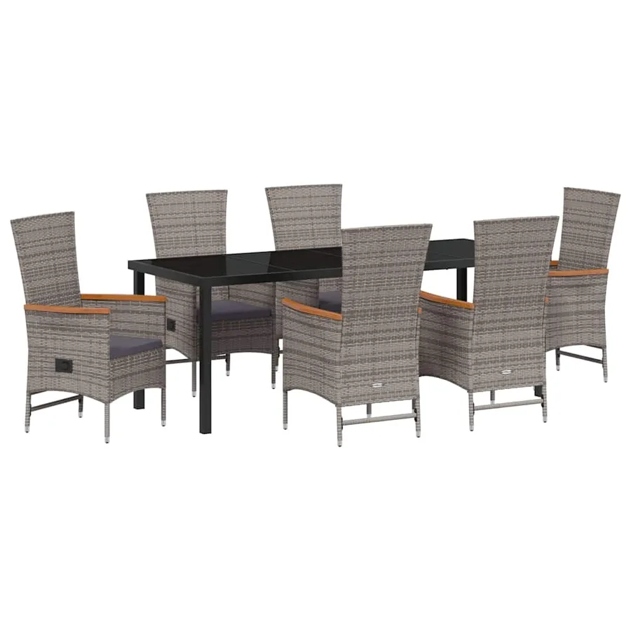Ensemble de salle à manger pour jardin avec coussin 7 pcs Gris - 2