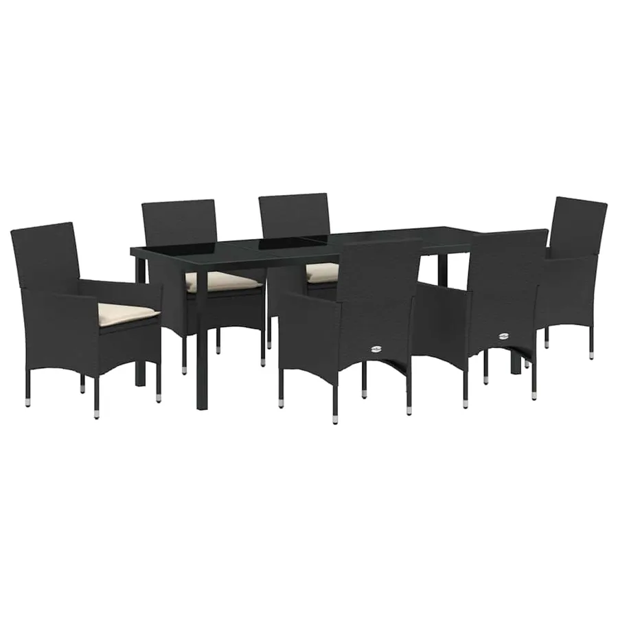 Ensemble de salle à manger pour jardin 7 pcs Noir polyrotin - 2