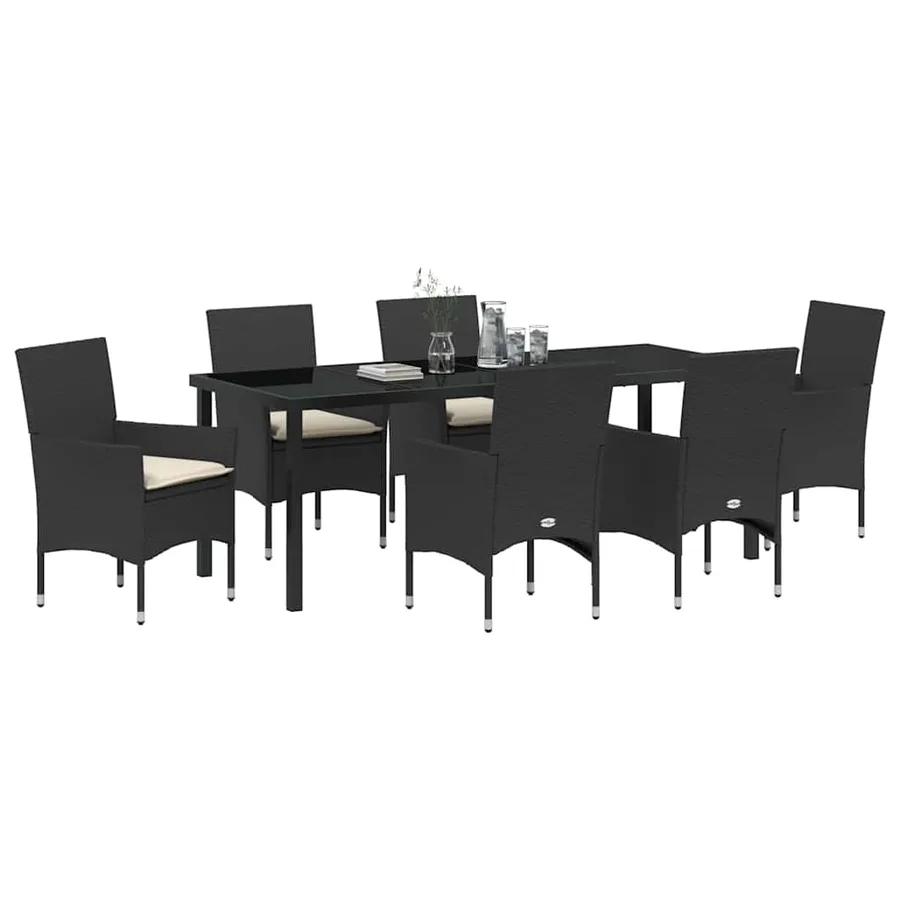 Ensemble de salle à manger pour jardin 7 pcs Noir polyrotin - 3