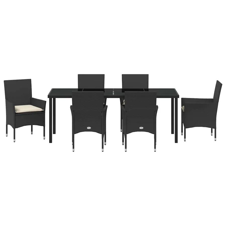 Ensemble de salle à manger pour jardin 7 pcs Noir polyrotin - 7