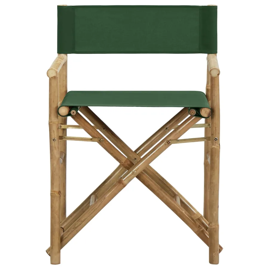 Chaises pliables de directeur lot de 2 Vert Bambou et tissu - 3