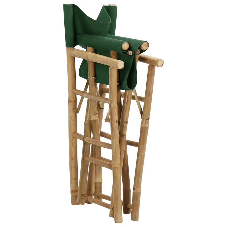 Chaises pliables de directeur lot de 2 Vert Bambou et tissu - 6