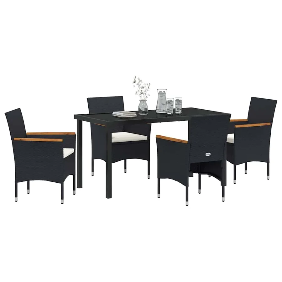 Ensemble de salle à manger pour jardin 5 pcs Noir polyrotin - 3