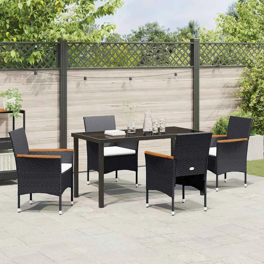 Ensemble de salle à manger pour jardin 5 pcs Noir polyrotin - 4