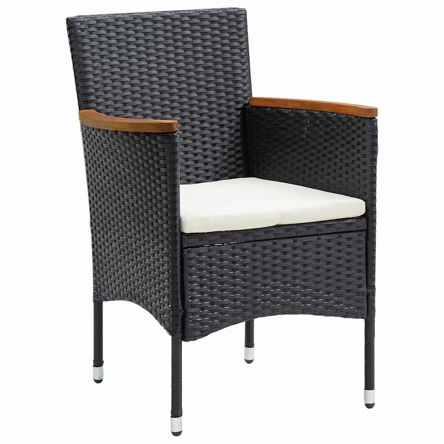 Ensemble de salle à manger pour jardin 5 pcs Noir polyrotin - 6