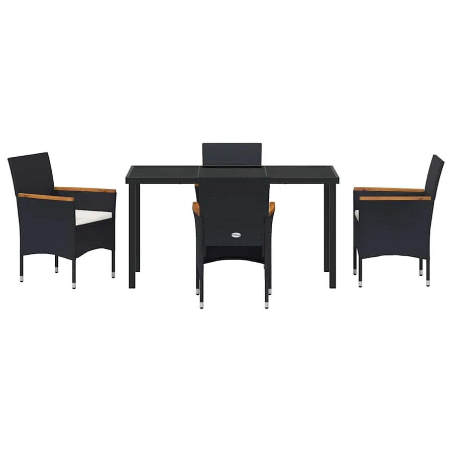 Ensemble de salle à manger pour jardin 5 pcs Noir polyrotin - 7
