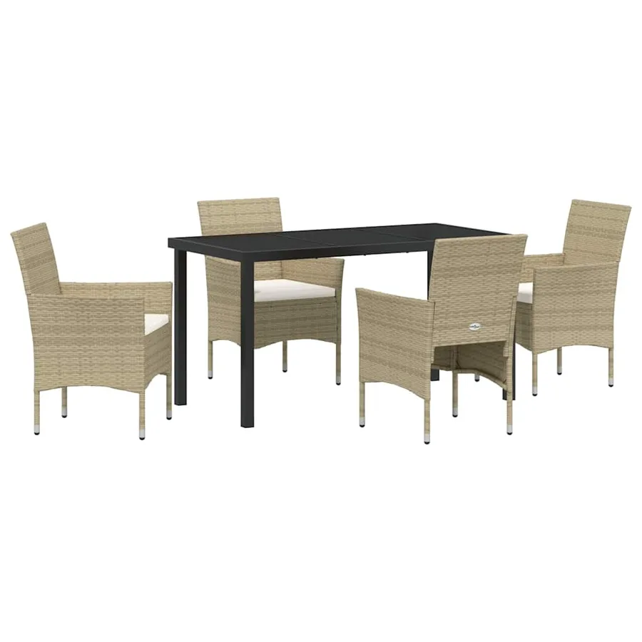 Ensemble de salle à manger pour jardin 5 pcs Beige polyrotin - 2