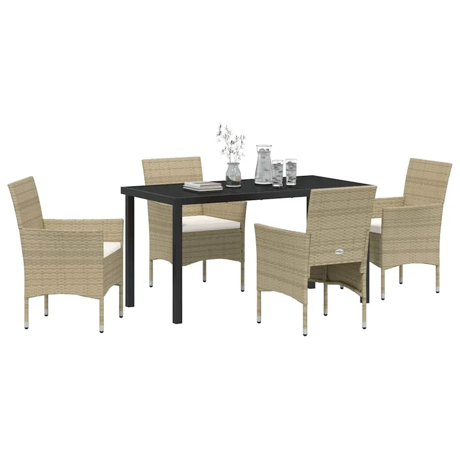 Ensemble de salle à manger pour jardin 5 pcs Beige polyrotin - 3