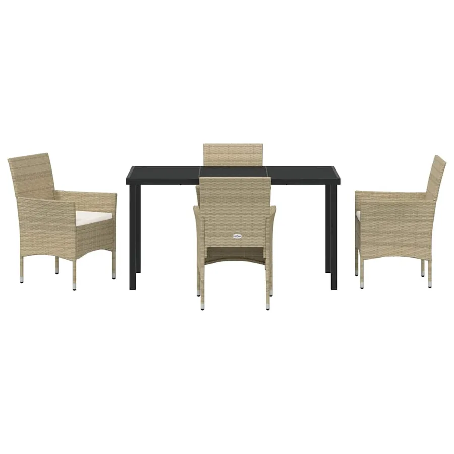 Ensemble de salle à manger pour jardin 5 pcs Beige polyrotin - 7
