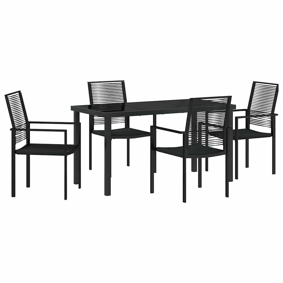 Ensemble de salle à manger pour jardin 5 pcs Noir - 2