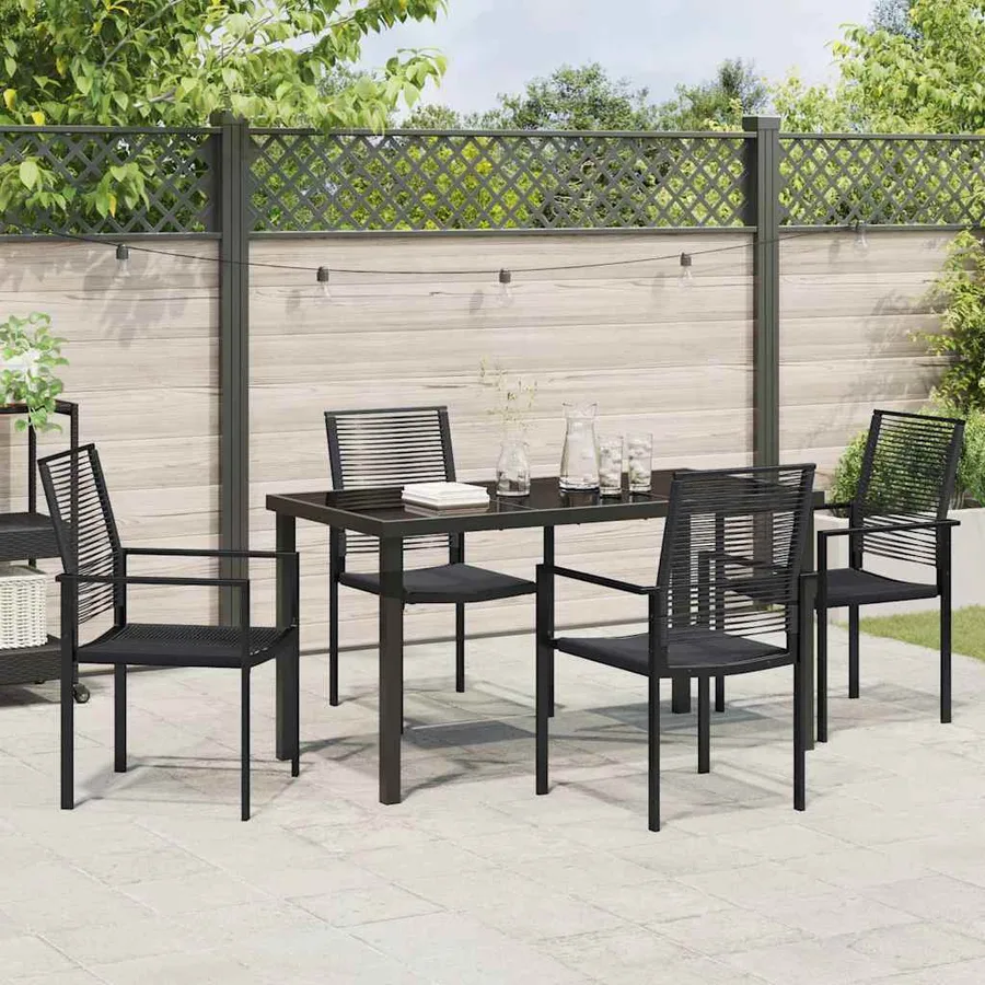 Ensemble de salle à manger pour jardin 5 pcs Noir - 4