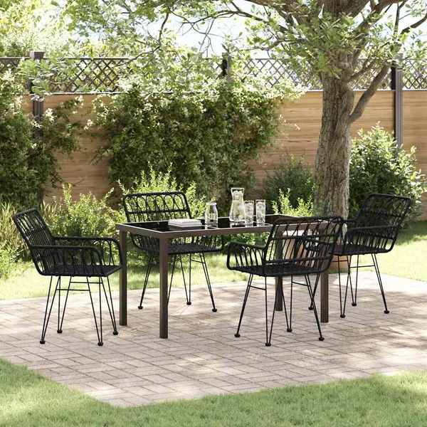 Ensemble de salle à manger pour jardin 5 pcs Noir