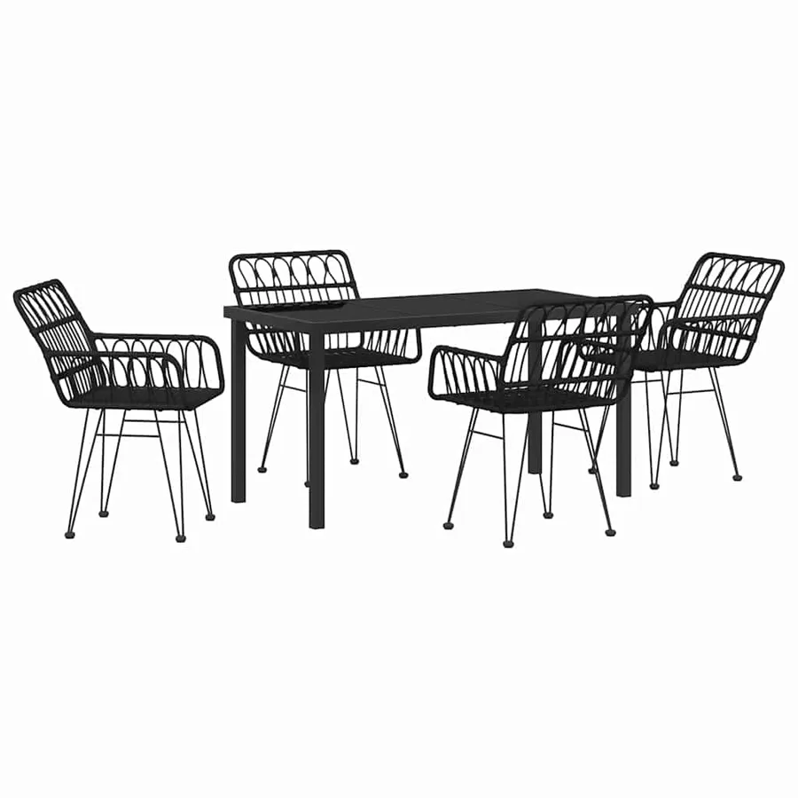 Ensemble de salle à manger pour jardin 5 pcs Noir - 2