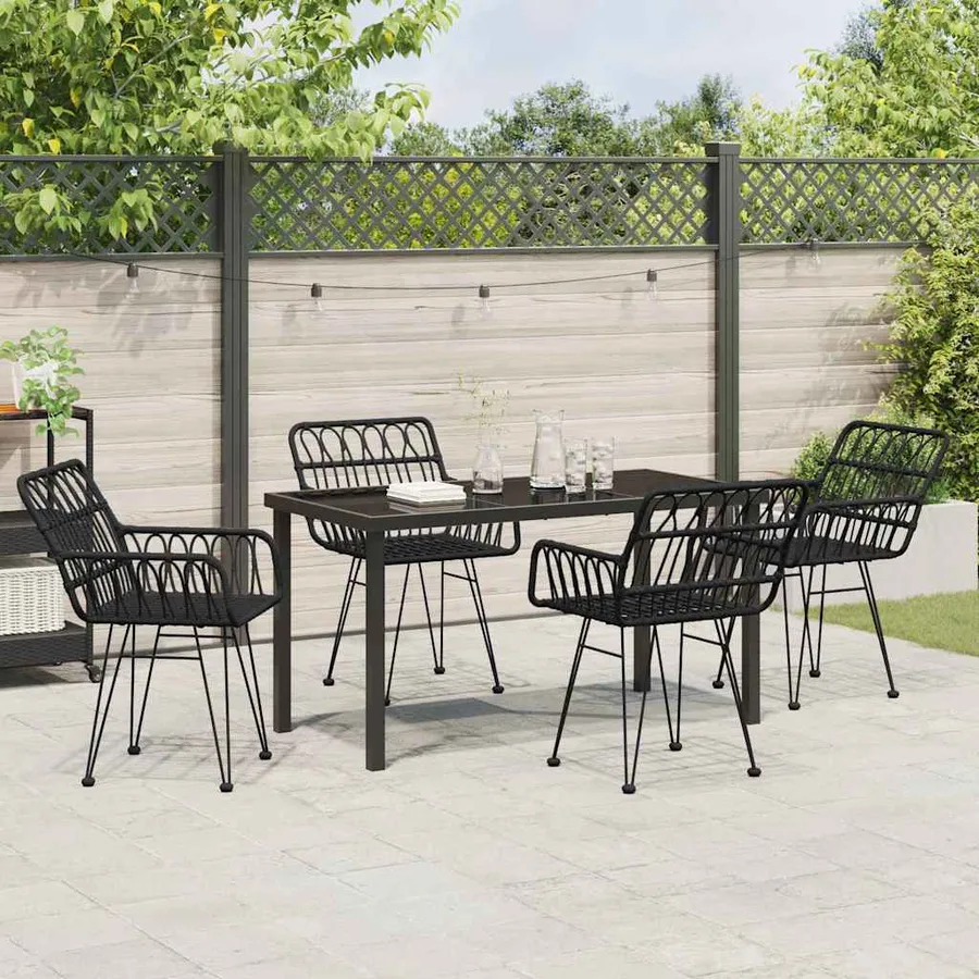 Ensemble de salle à manger pour jardin 5 pcs Noir - 3