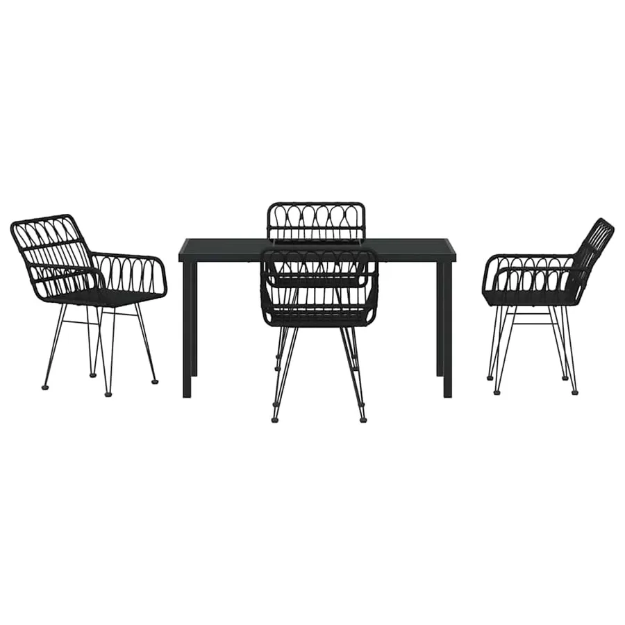 Ensemble de salle à manger pour jardin 5 pcs Noir - 6