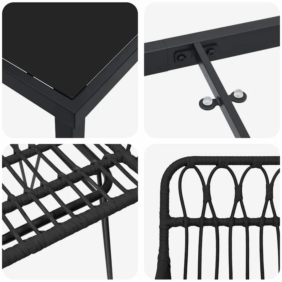 Ensemble de salle à manger pour jardin 5 pcs Noir - 8