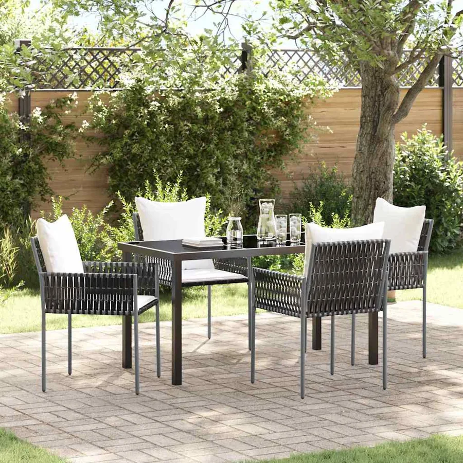 Ensemble de salle à manger pour jardin 5 pcs Marron et Noir