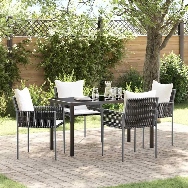 Ensemble de salle à manger pour jardin 5 pcs Marron et Noir