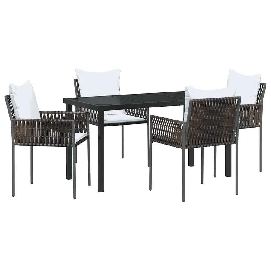 Ensemble de salle à manger pour jardin 5 pcs Marron et Noir - 2