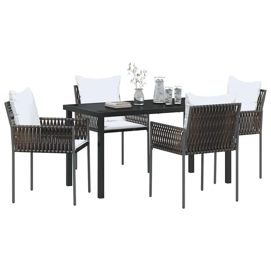 Ensemble de salle à manger pour jardin 5 pcs Marron et Noir - 3