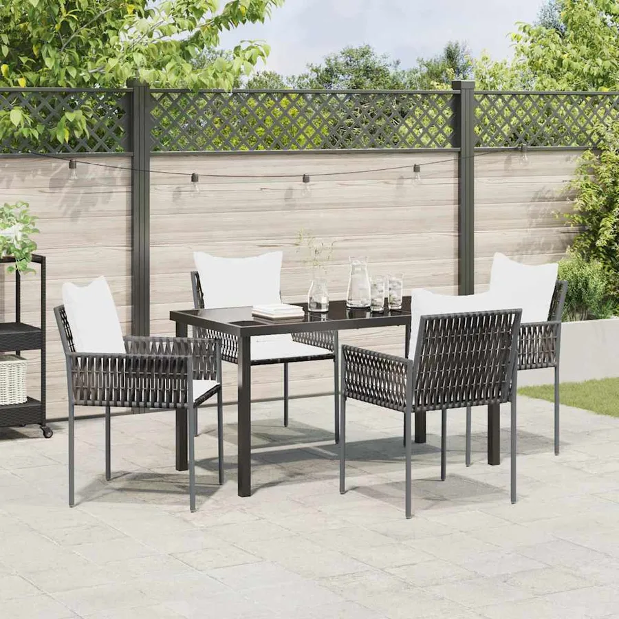 Ensemble de salle à manger pour jardin 5 pcs Marron et Noir - 4