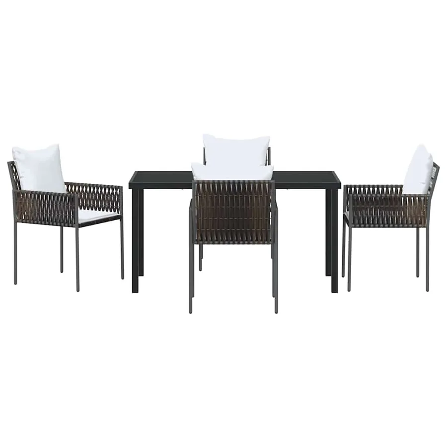 Ensemble de salle à manger pour jardin 5 pcs Marron et Noir - 7