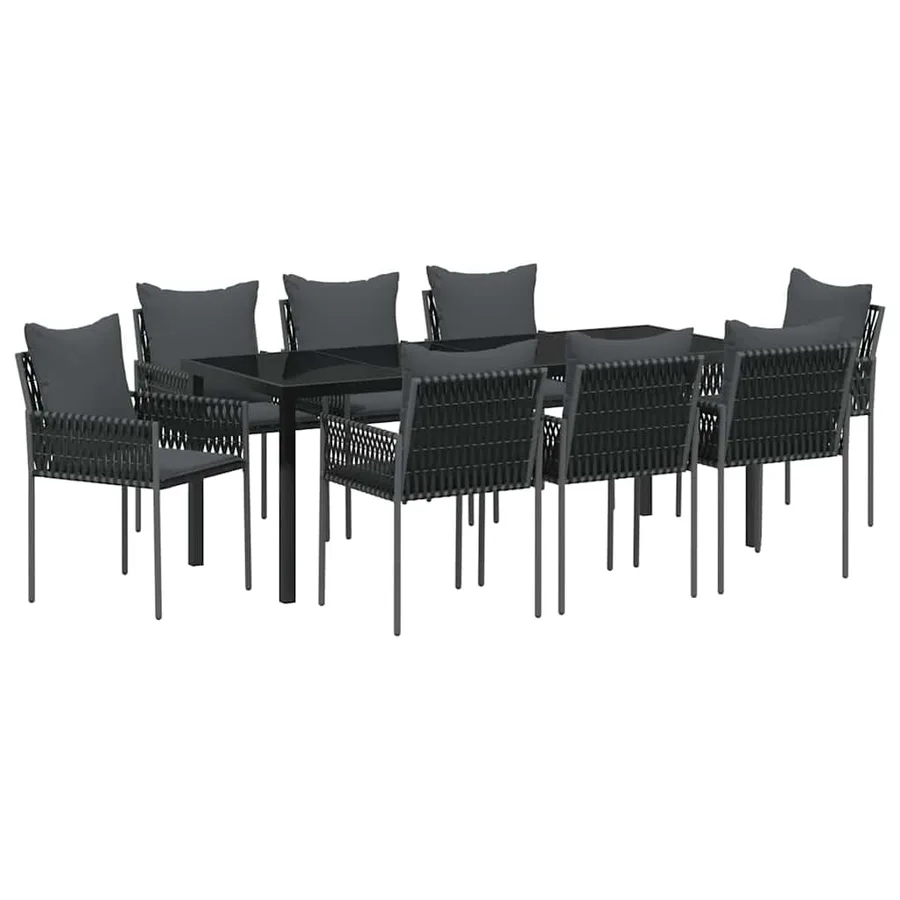 Ensemble de salle à manger pour jardin 9 pcs Noir et gris - 2