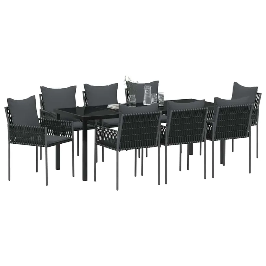 Ensemble de salle à manger pour jardin 9 pcs Noir et gris - 3
