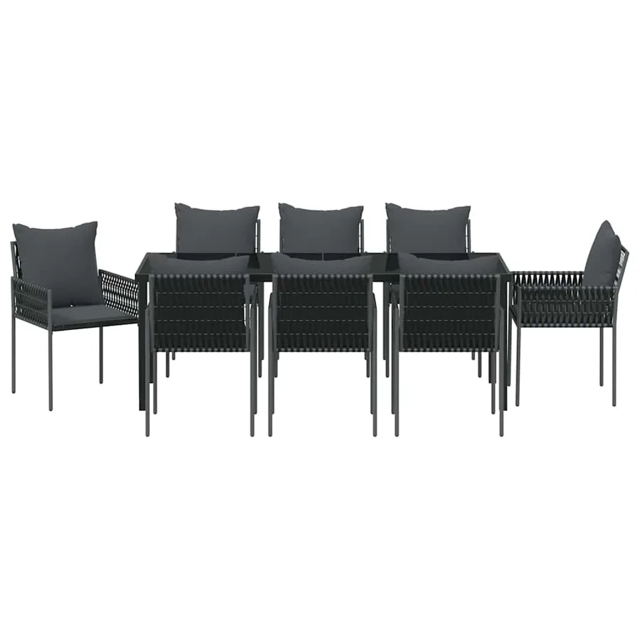 Ensemble de salle à manger pour jardin 9 pcs Noir et gris - 7